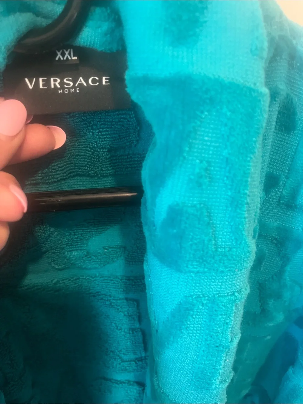 Versace Turquoise Textured Terry Robe - Picture 2 of 4
